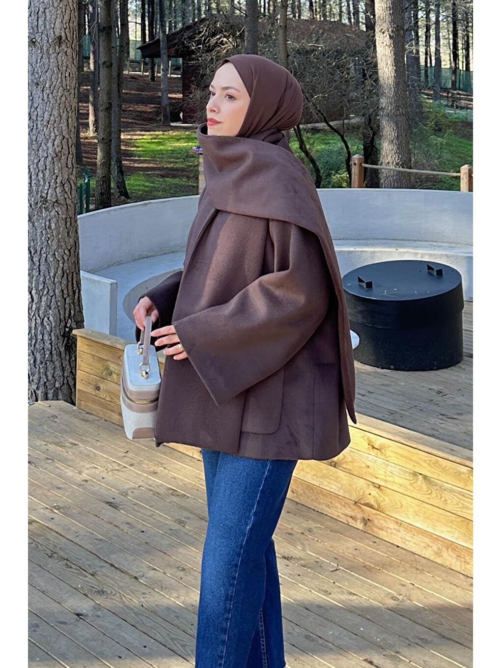 Cepli Kaşe Kaban Acı Kahverengi-1