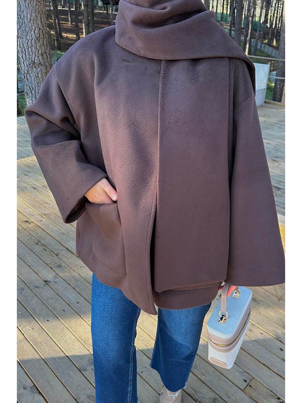 Cepli Kaşe Kaban Acı Kahverengi-2