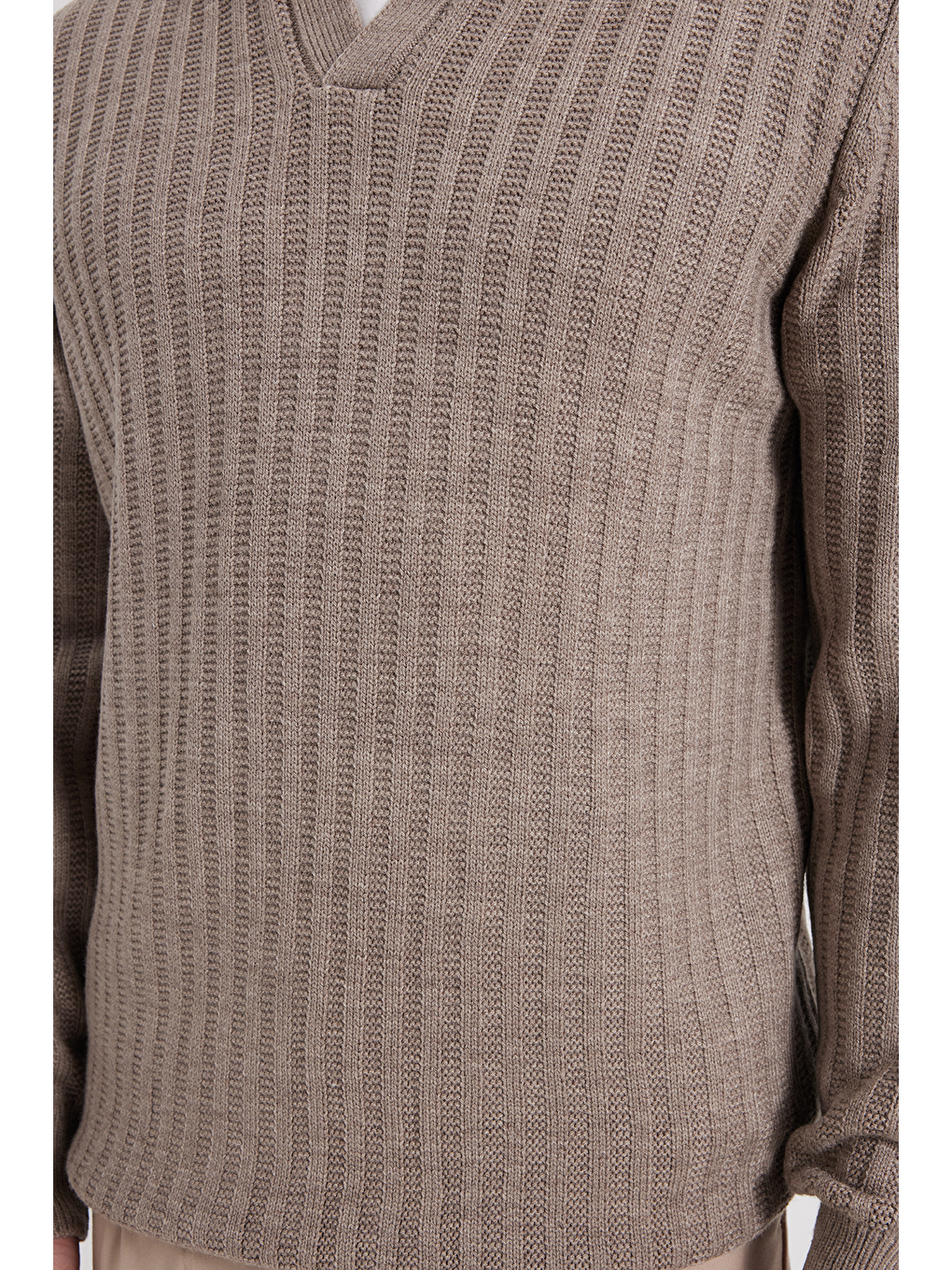 Erkek Standart Fit Normal Kesim Polo Yaka Kahverengi Kazak-2