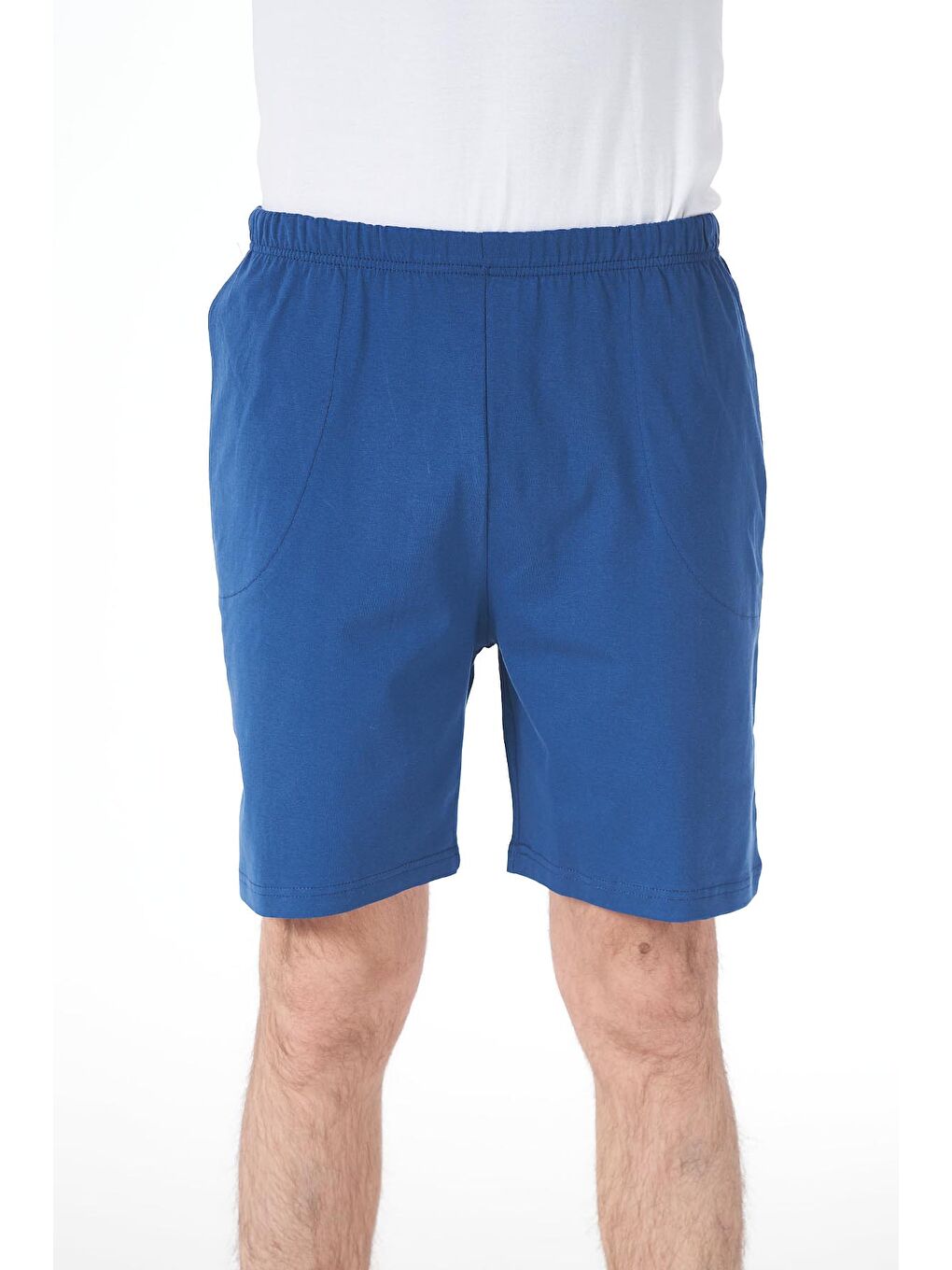 Erkek Pijama Penye Şort Tek Alt 151 Düz Mavi