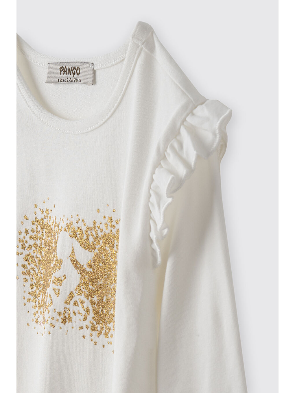 Kız Çocuk Baskı Detaylı T-Shirt Ekru-5