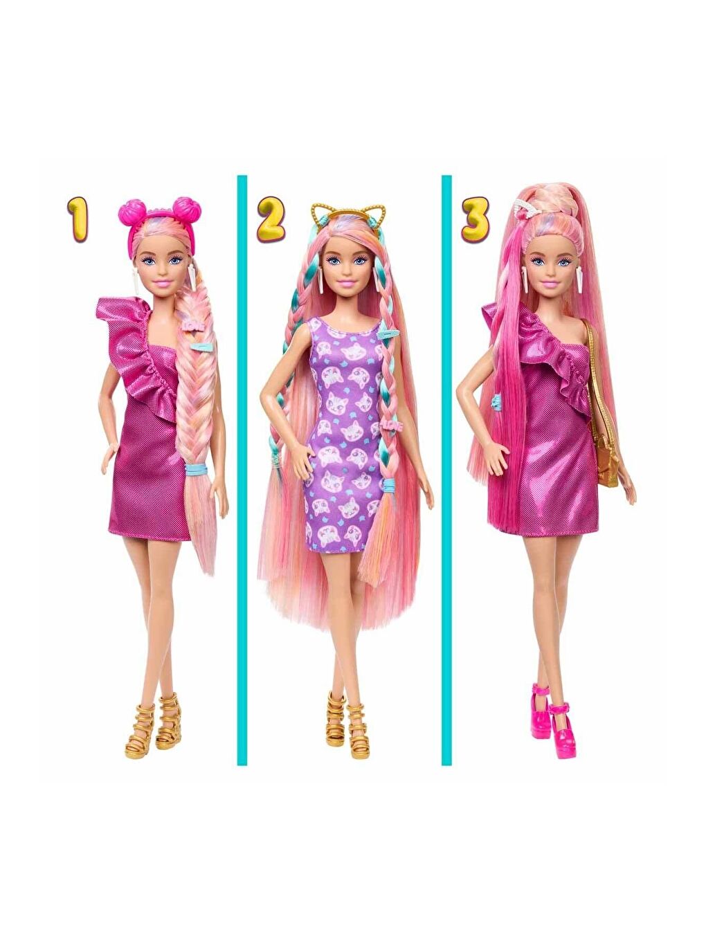 BARBIE Upuzun Muhteşem Saçlı Bebekler Pembe Saçlı Bebek Mattel JDC85 - 6