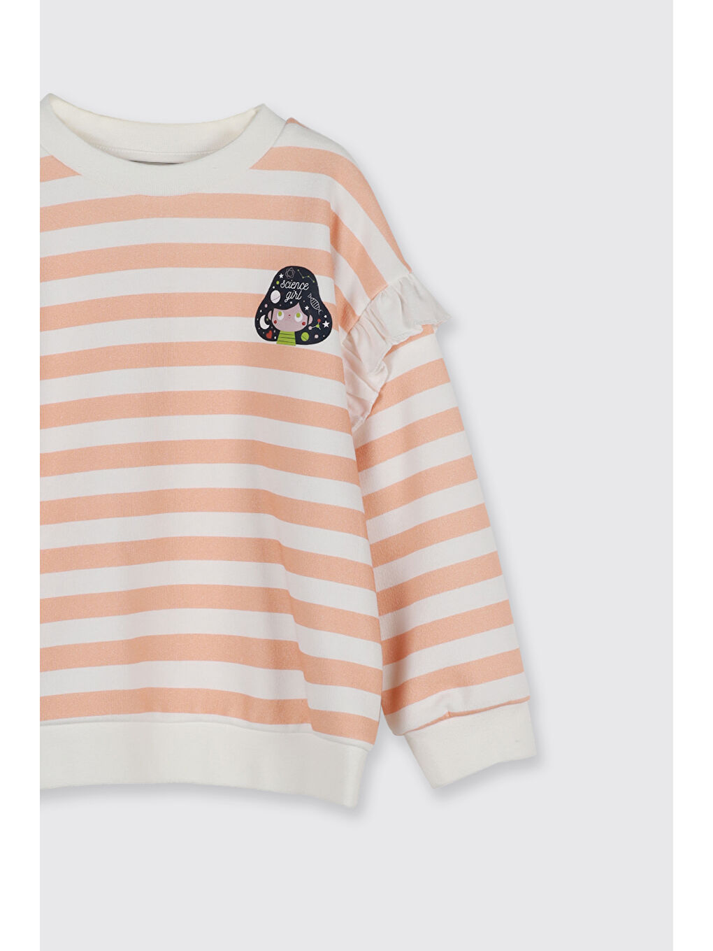 Kız Çocuk Baskı Detaylı T-Shirt Ekru-8