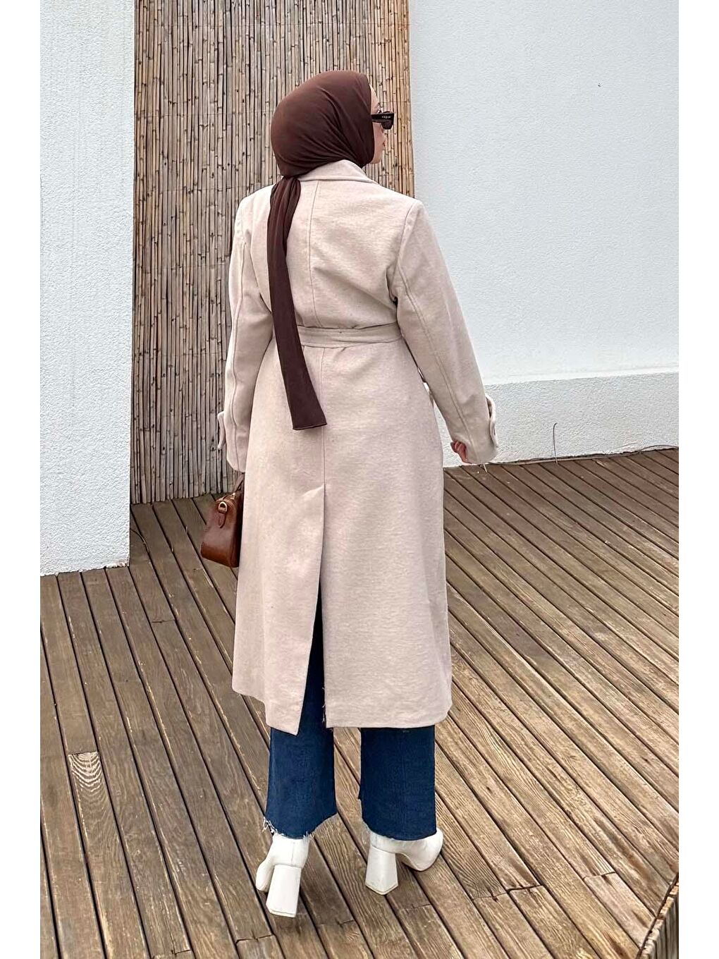 Geniş Manşet Kaşe Kaban Bej-3