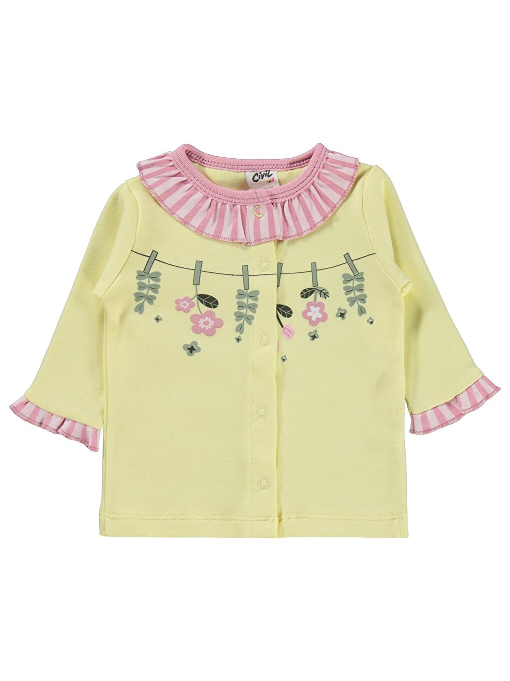 Baby Fırfırlı Patikli 1-9 Ay Pijama Takımı - Sarı-2