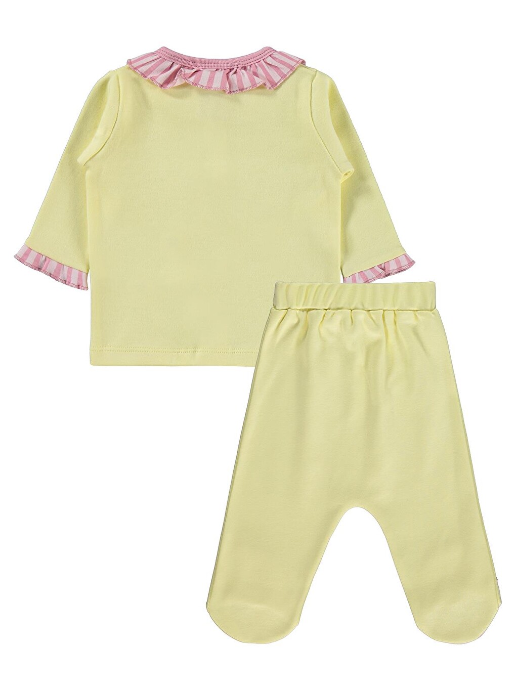 Baby Fırfırlı Patikli 1-9 Ay Pijama Takımı - Sarı-3