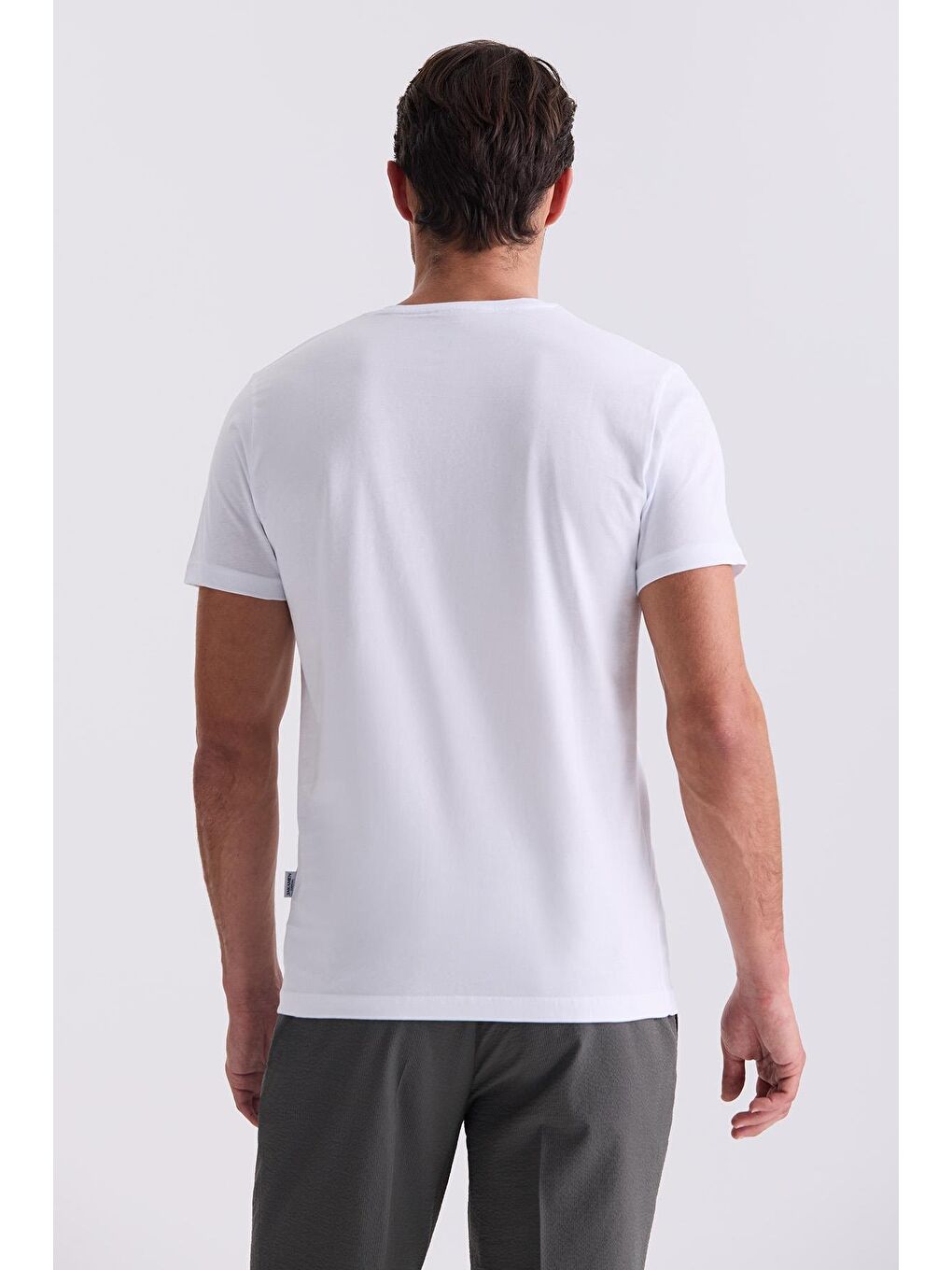 Beyaz Slim Fit Bisiklet Yaka T-Shirt-3