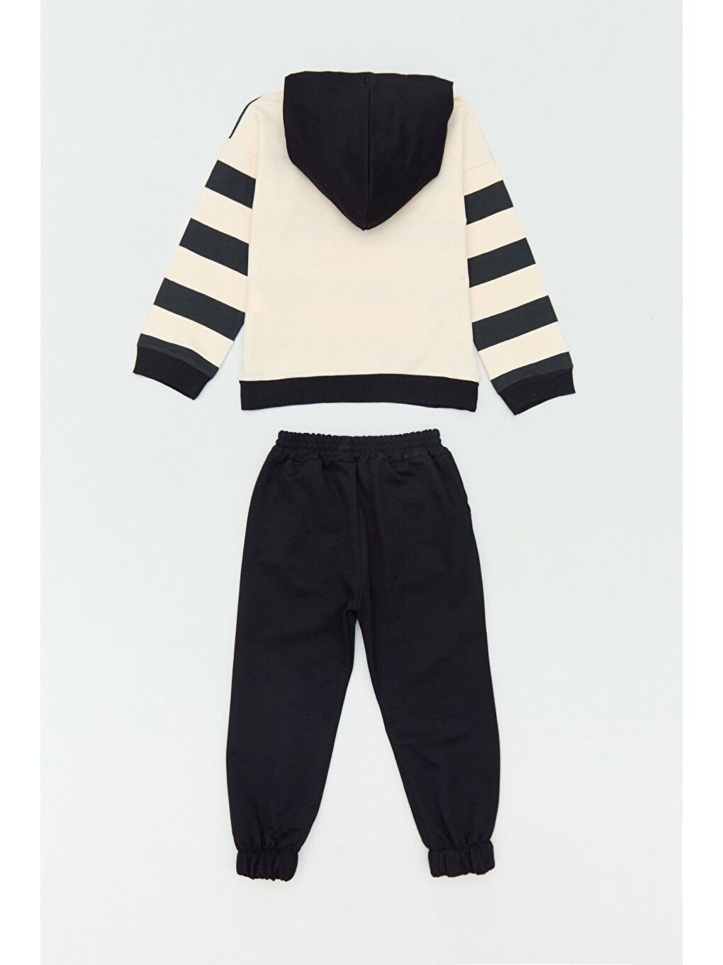 Siyah Çizgili Kanguru Cepli Jogger 2 Li Erkek Çocuk Eşofman Takımı-1