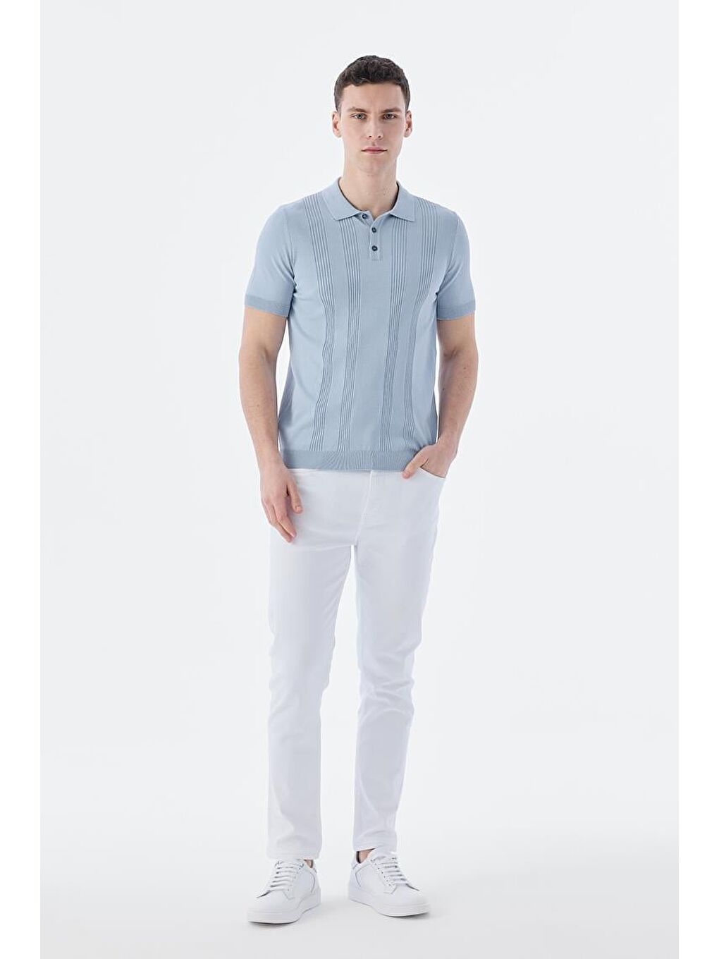 Mavi Slim Fit Desenli Polo Yaka T-Shirt