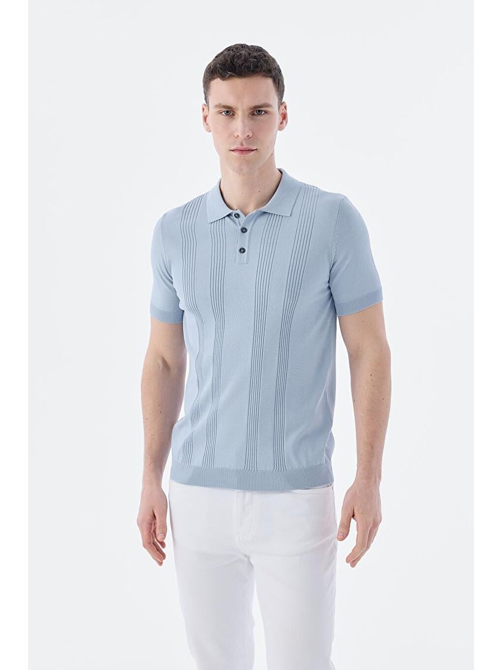 Mavi Slim Fit Desenli Polo Yaka T-Shirt-1