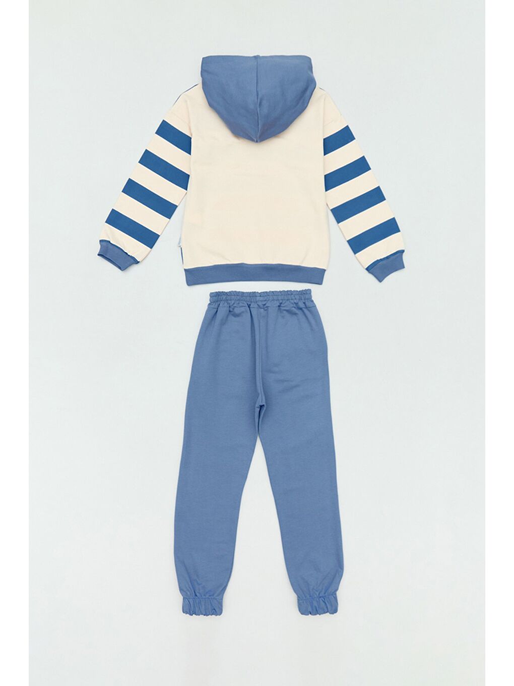 İndigo Çizgili Kanguru Cepli Jogger 2 Li Erkek Çocuk Eşofman Takımı-1