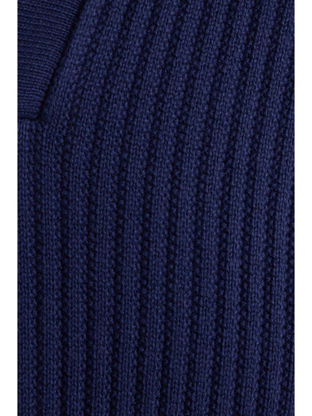 Erkek Standart Fit Normal Kesim Pamuklu Polo V Yaka Lacivert Kazak-5