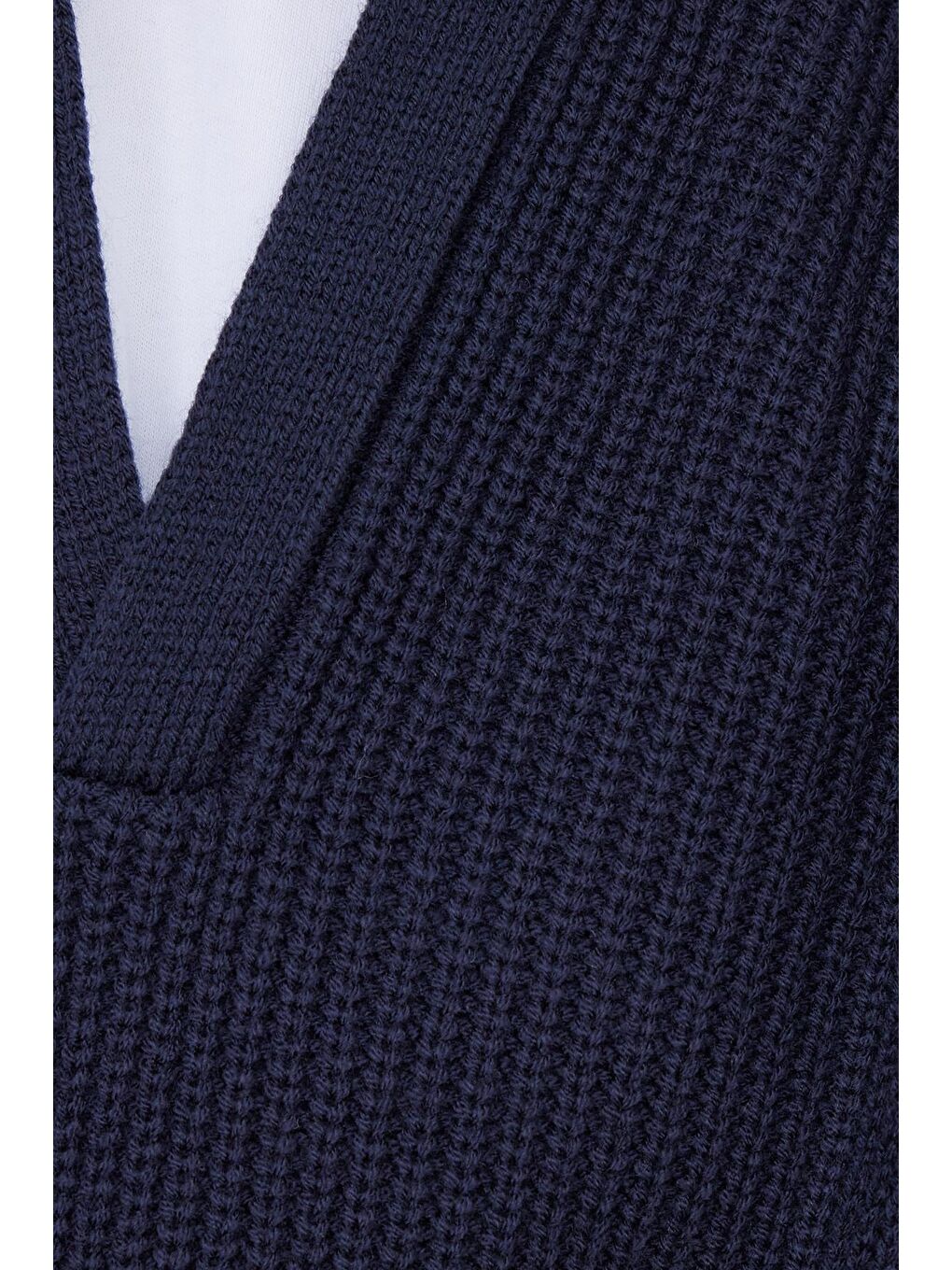 Erkek Slim Fit Dar Kesim Polo Yaka Lacivert Kazak-5