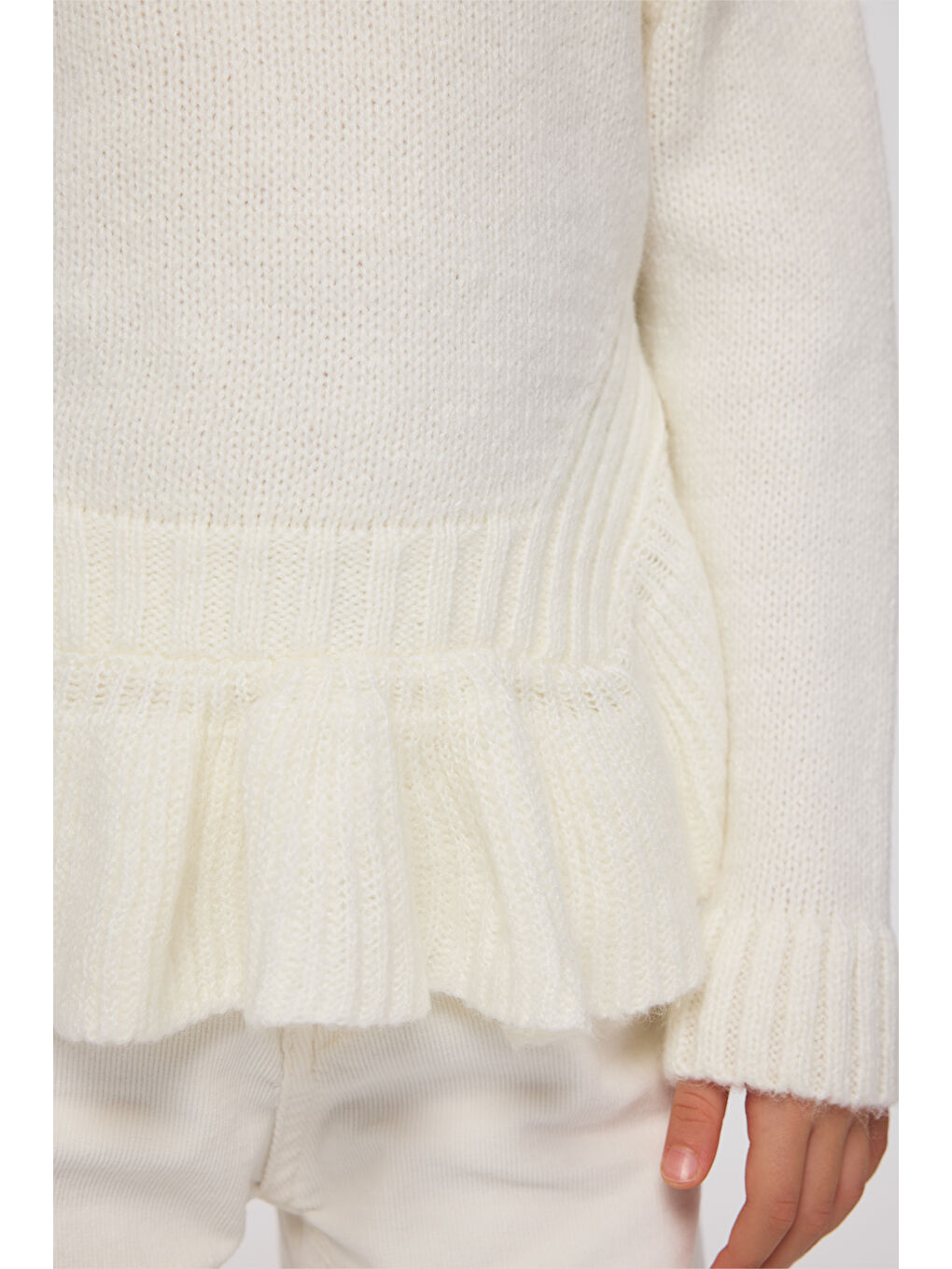 Kız Çocuk Triko Kazak Ekru-5