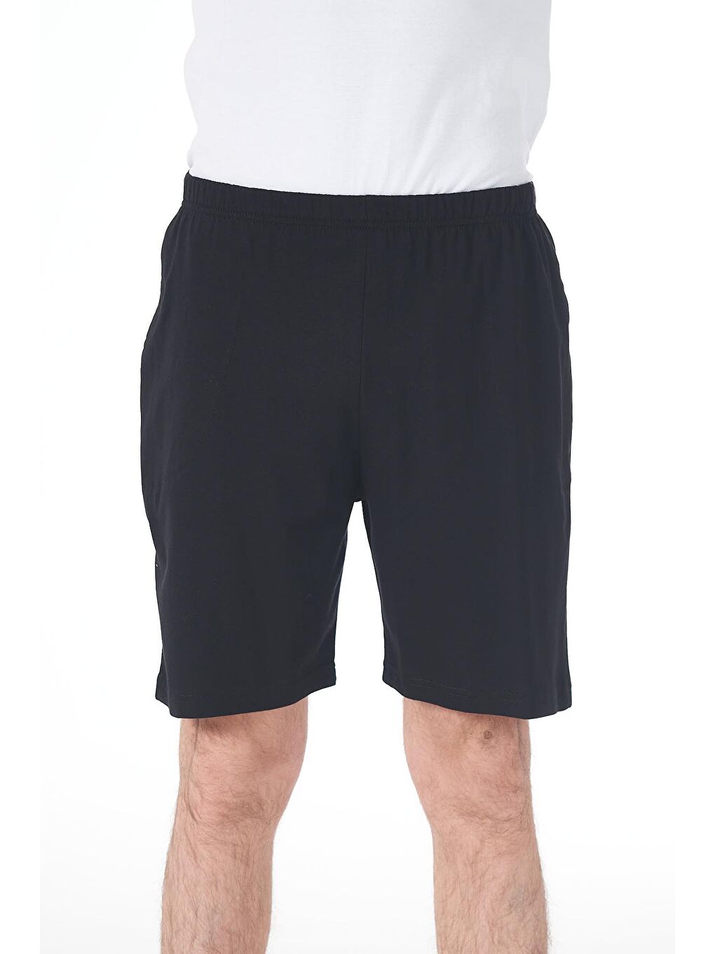 Erkek Pijama Penye Şort Tek Alt 151 Düz Siyah