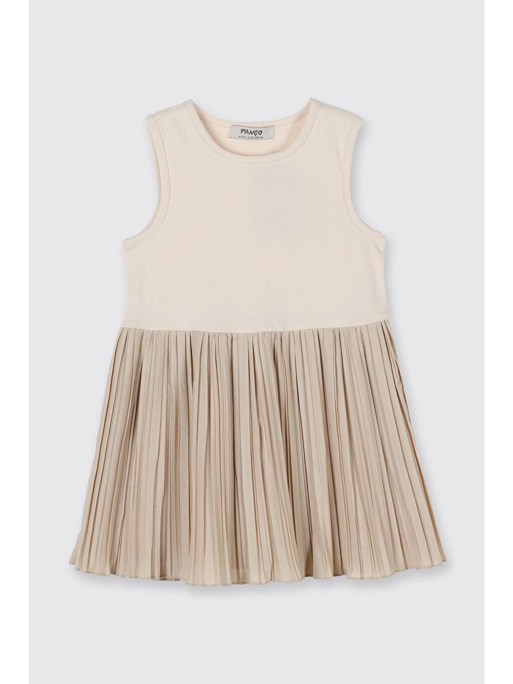 Kız Çocuk Baskılı Örme Elbise Bej-3