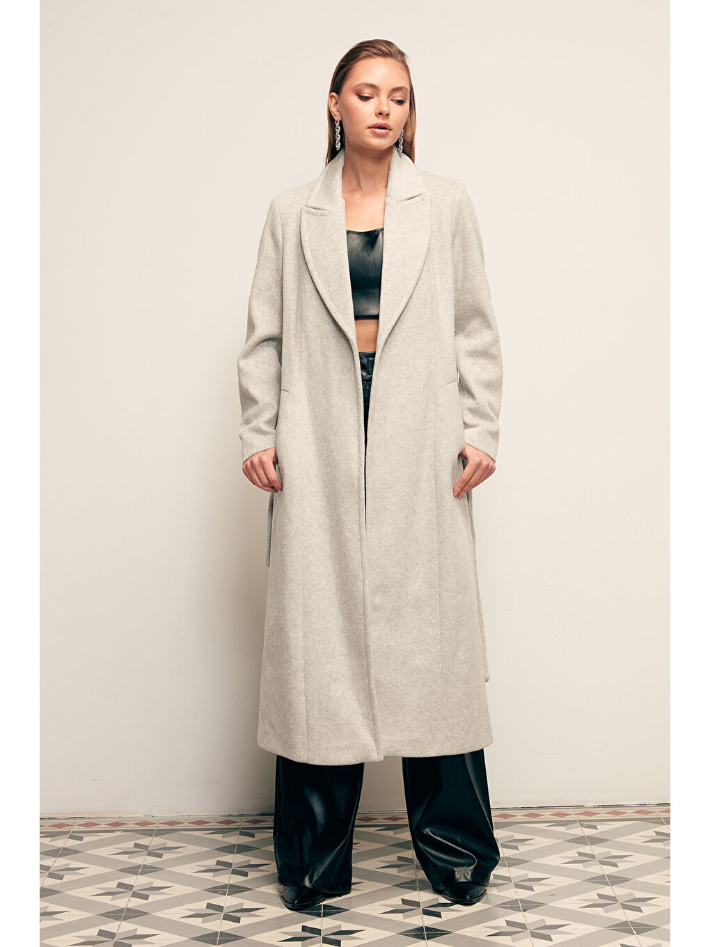 Kuşaklı Uzun Kaban - Gri-1