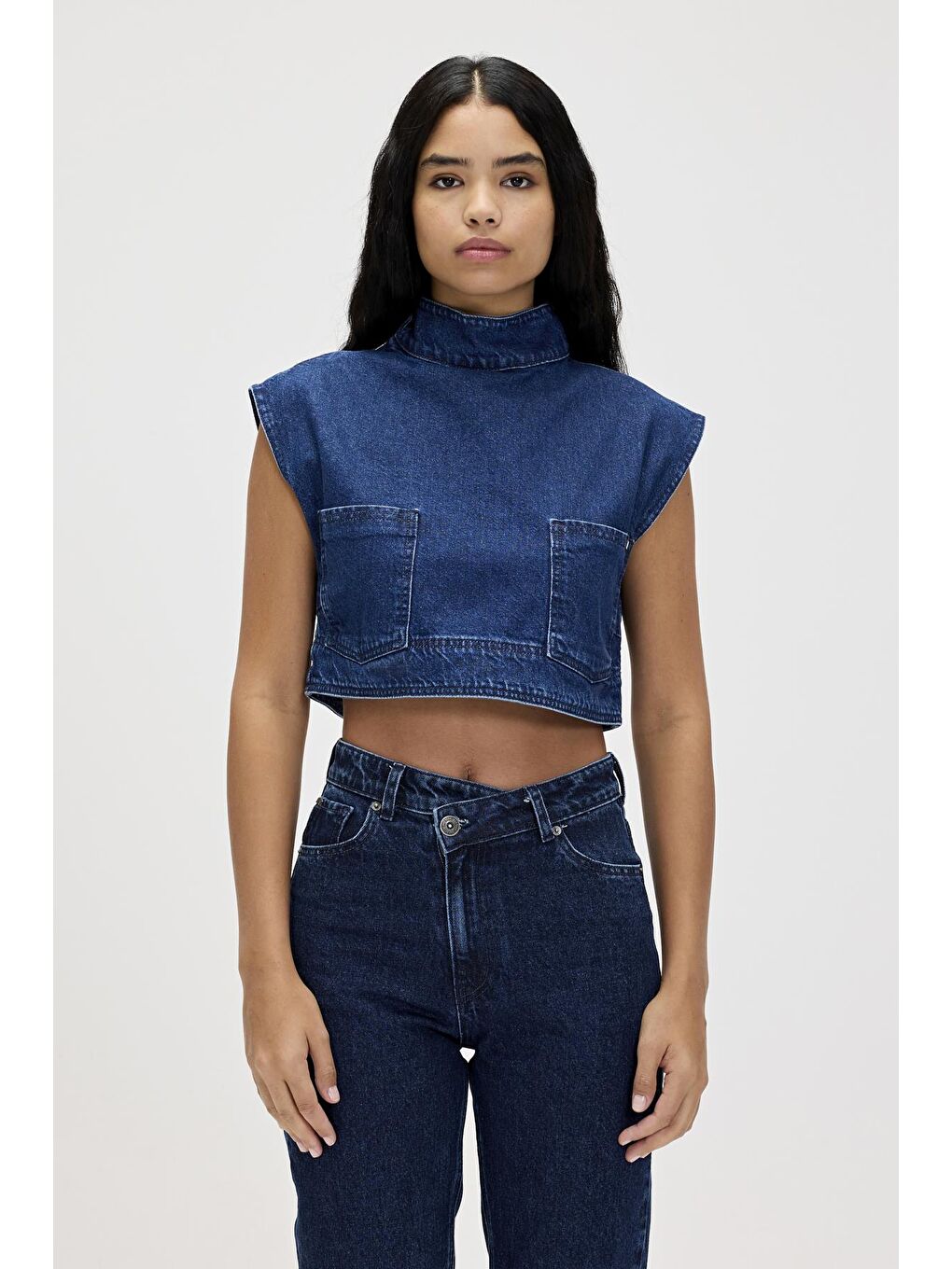 Bad Bear İndigo Veronica İndigo Mavi Kadın Denim Crop