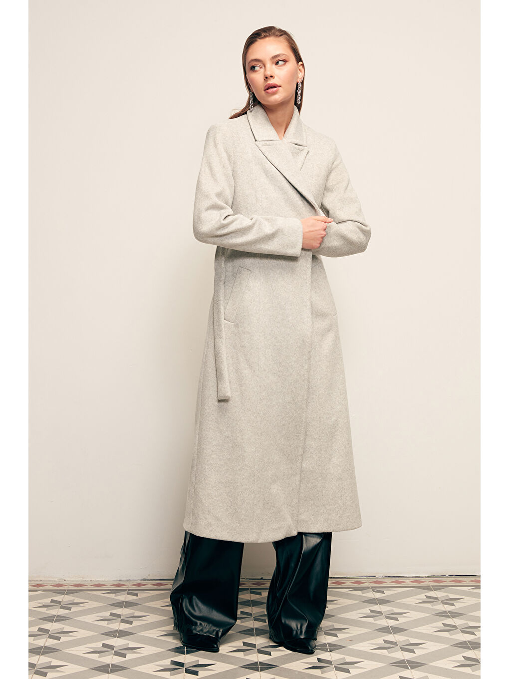 Kuşaklı Uzun Kaban - Gri-2