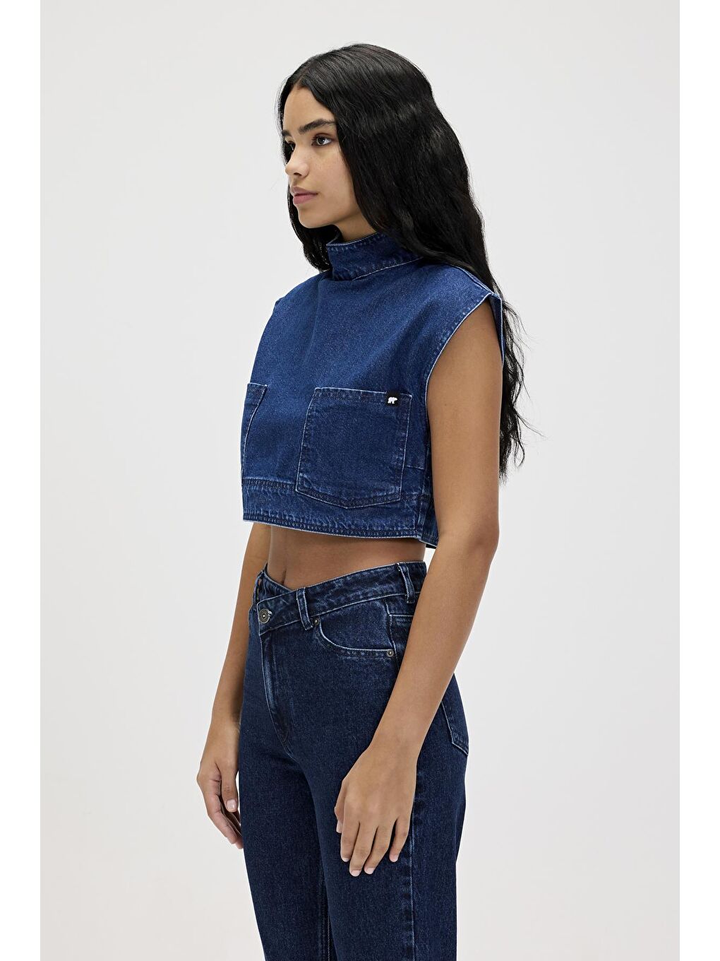 Bad Bear İndigo Veronica İndigo Mavi Kadın Denim Crop - 4