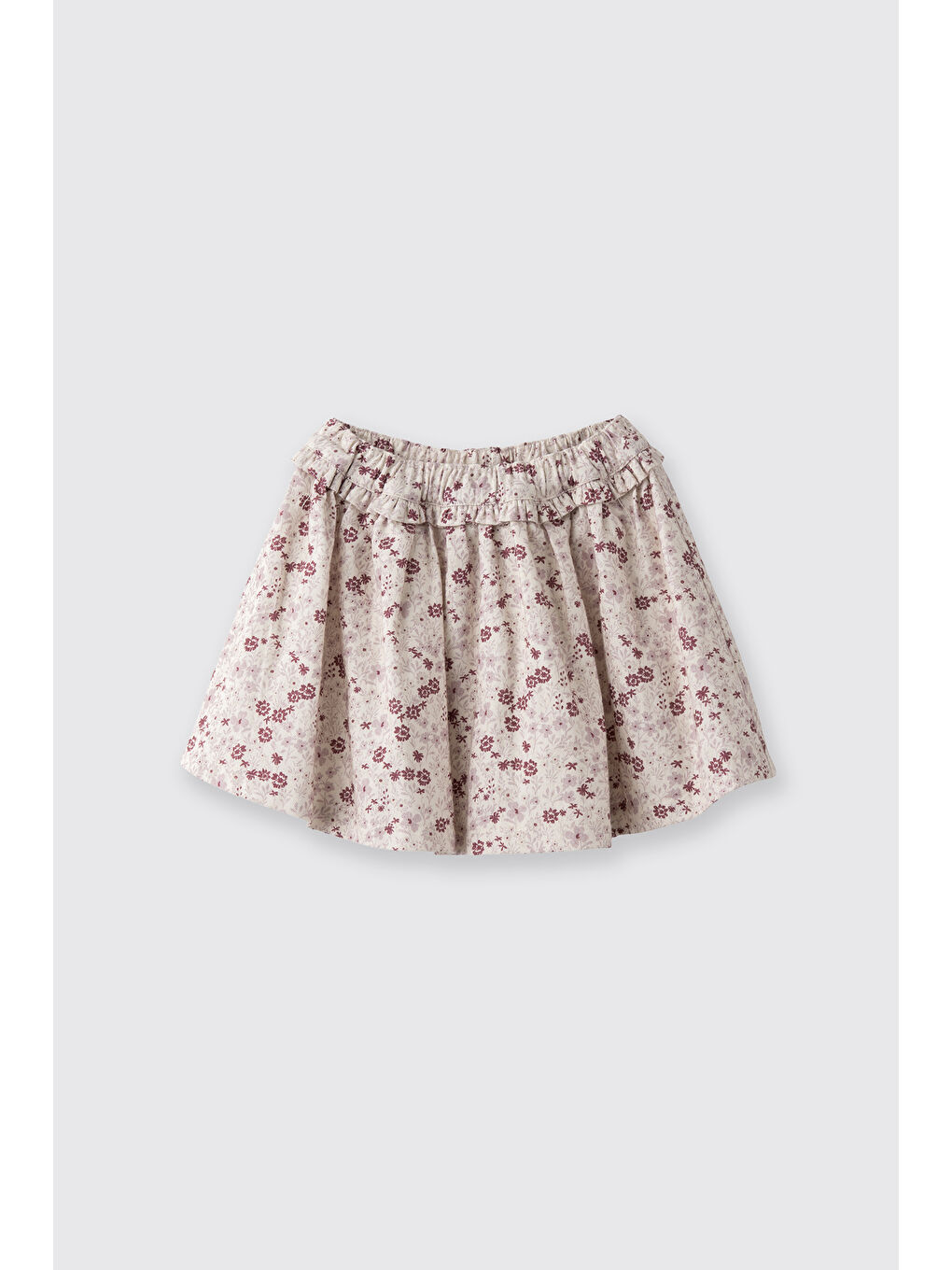 Kız Çocuk Çiçek Desenli Etek Ekru-1