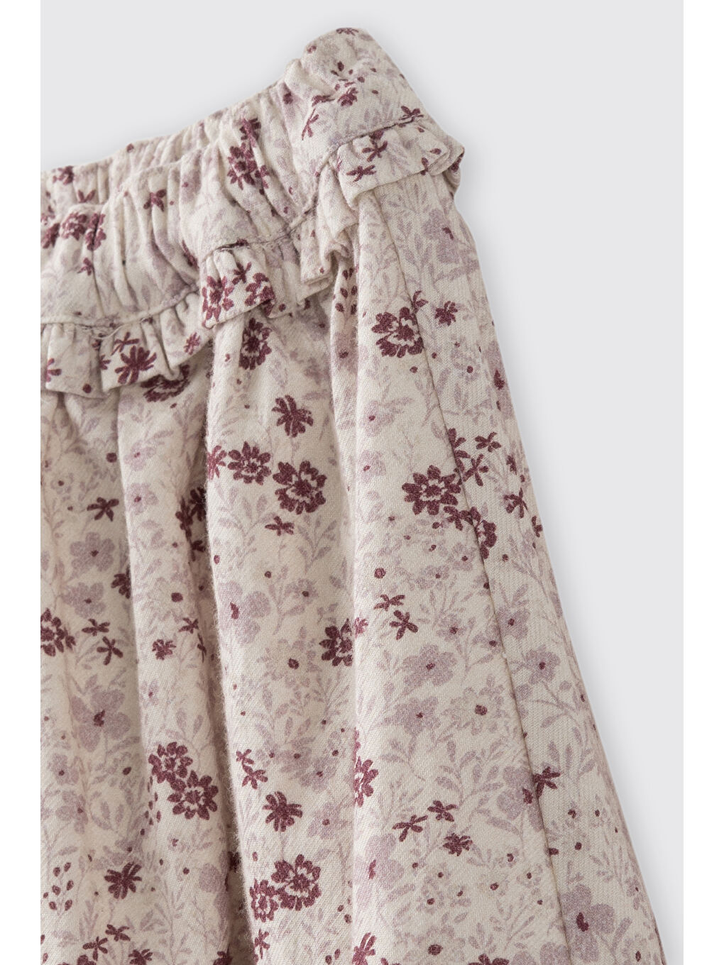 Kız Çocuk Çiçek Desenli Etek Ekru-2