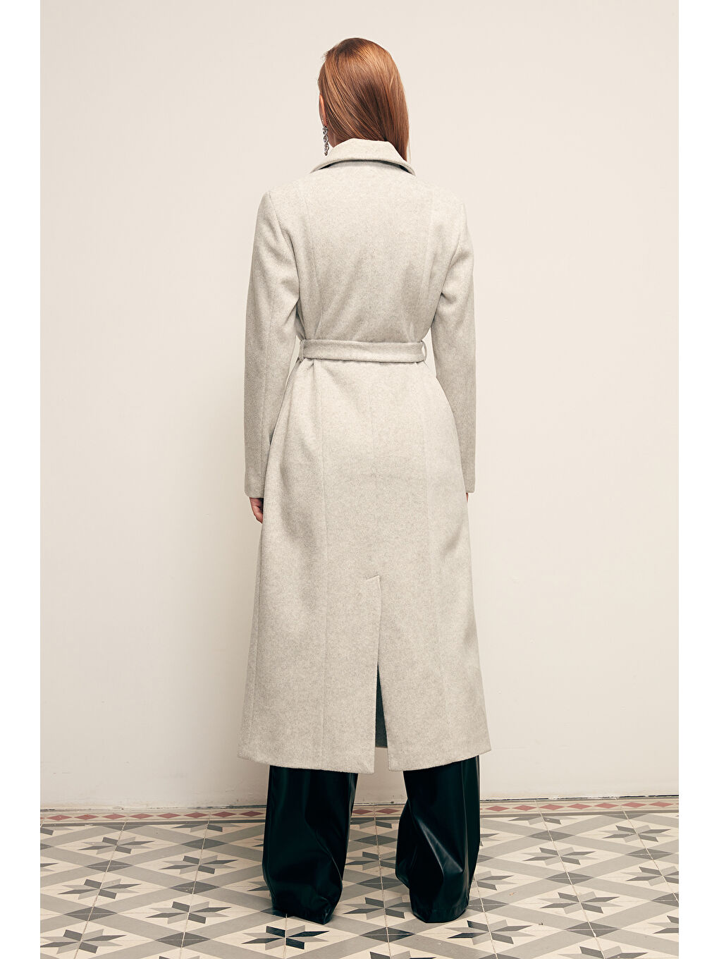 Kuşaklı Uzun Kaban - Gri-6