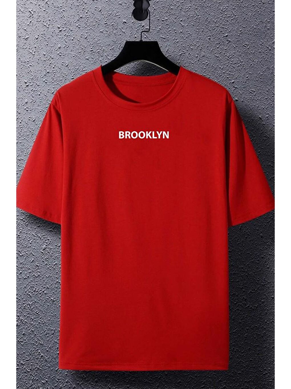 uyguntarz Kırmızı Unisex Brooklyn Baskılı T-shirt