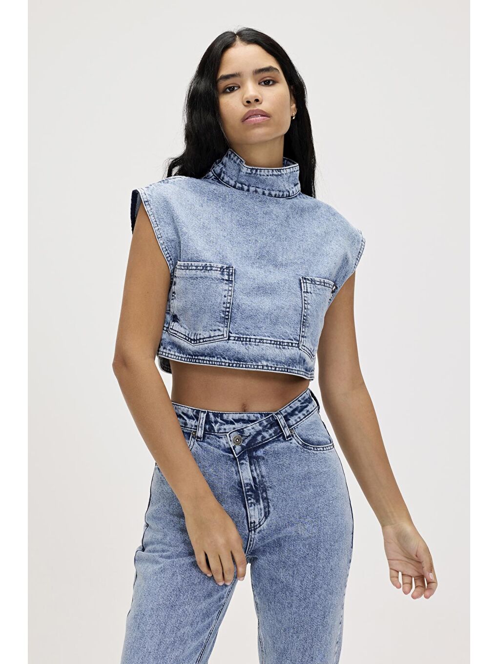 Bad Bear Mavi Veronica Blue Kadın Denim Crop