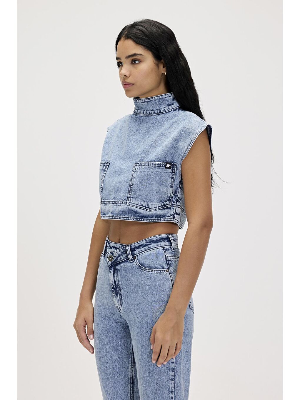 Bad Bear Mavi Veronica Blue Kadın Denim Crop - 1