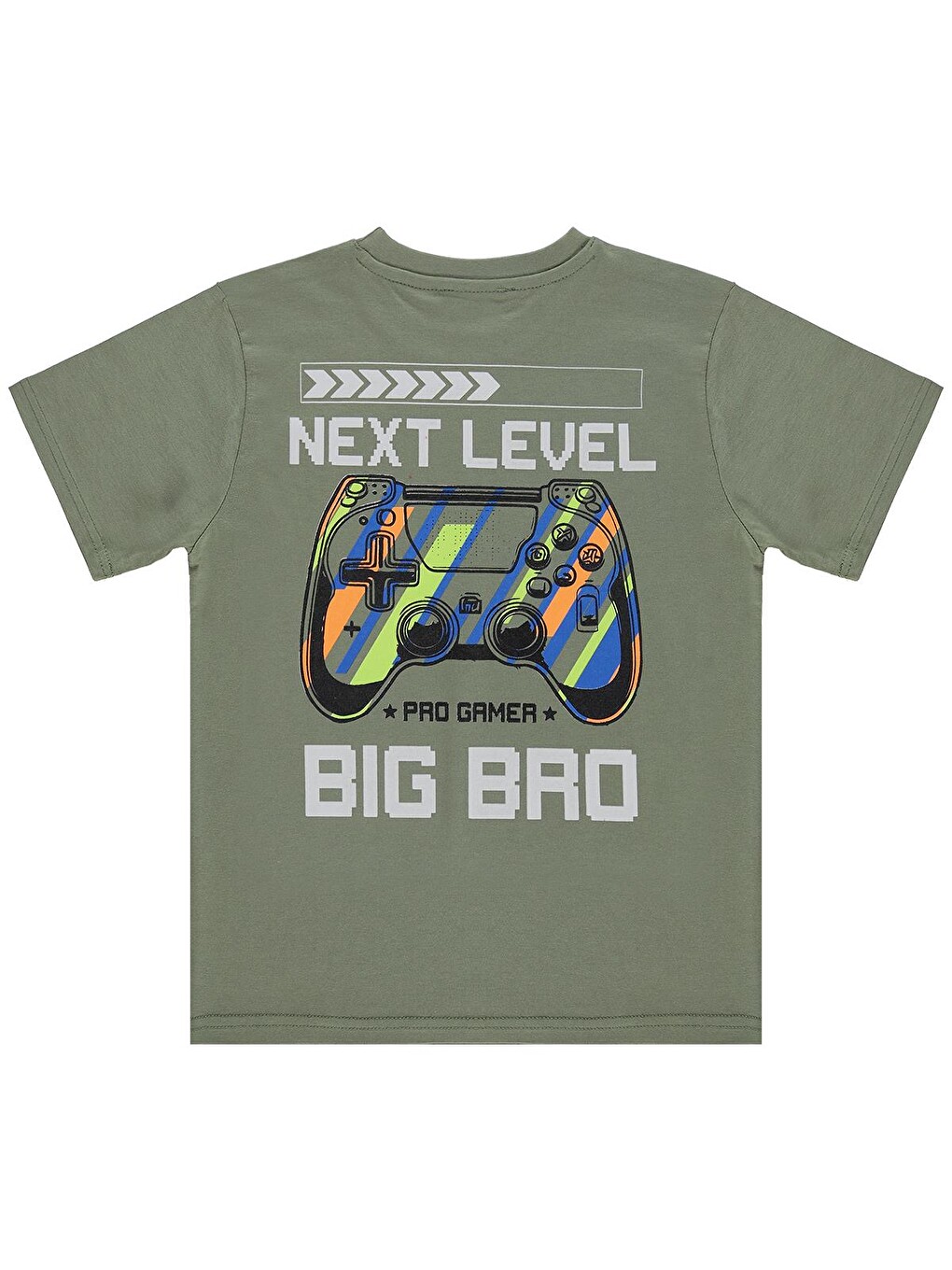 Boys Next Level Baskılı 6-9 Yaş Tişört - Haki-1