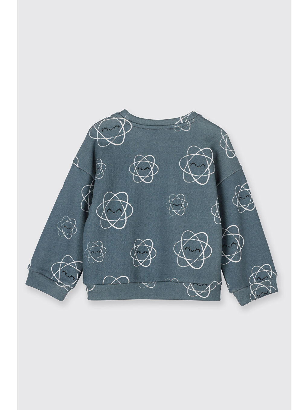Kız Çocuk Desenli Sweatshirt Petrol-1
