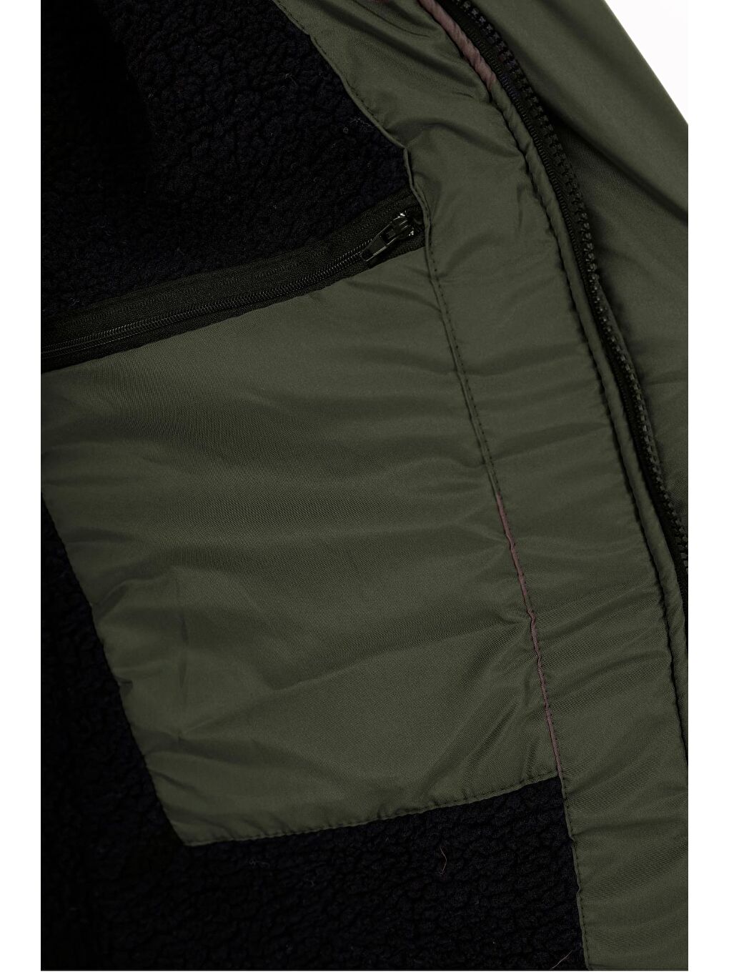 Haki Kadın Polarlı Kürklü Su Ve Rüzgar Geçirmez Kapüşonlu Kışlık Mont & Kaban & Parka-5