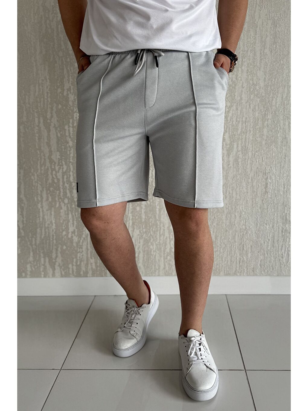 Gri Çimalı Erkek Şort