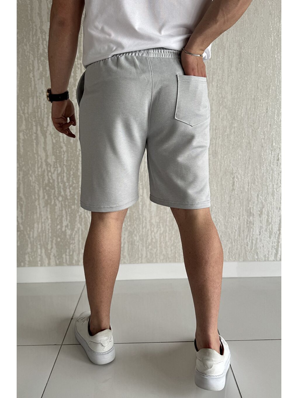 Gri Çimalı Erkek Şort-2