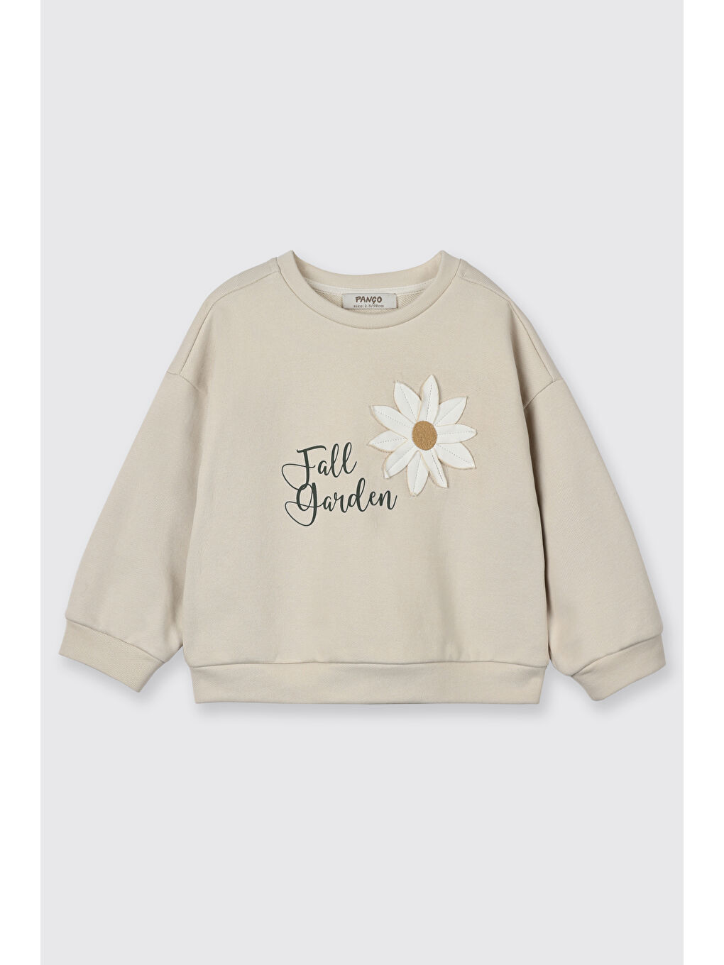 Kız Çocuk Çiçek Motifli Sweatshirt Bej