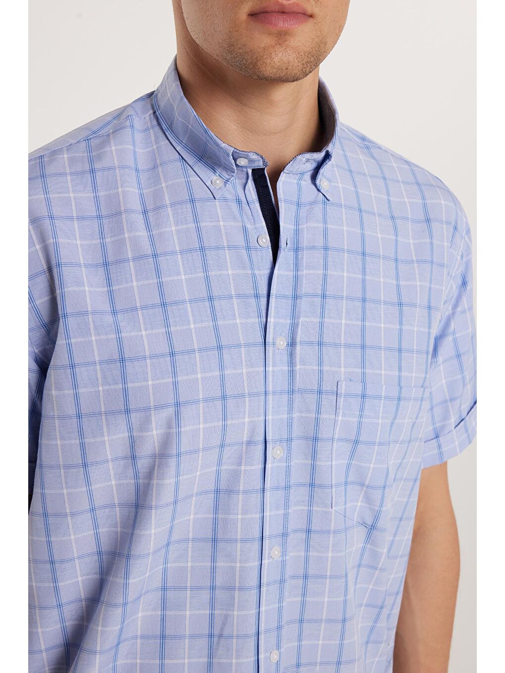 Karışık Erkek Regular Fit Klasik Kesim Pamuklu Tek Cepli Ekoseli Düğmeli Yaka Gömlek-2