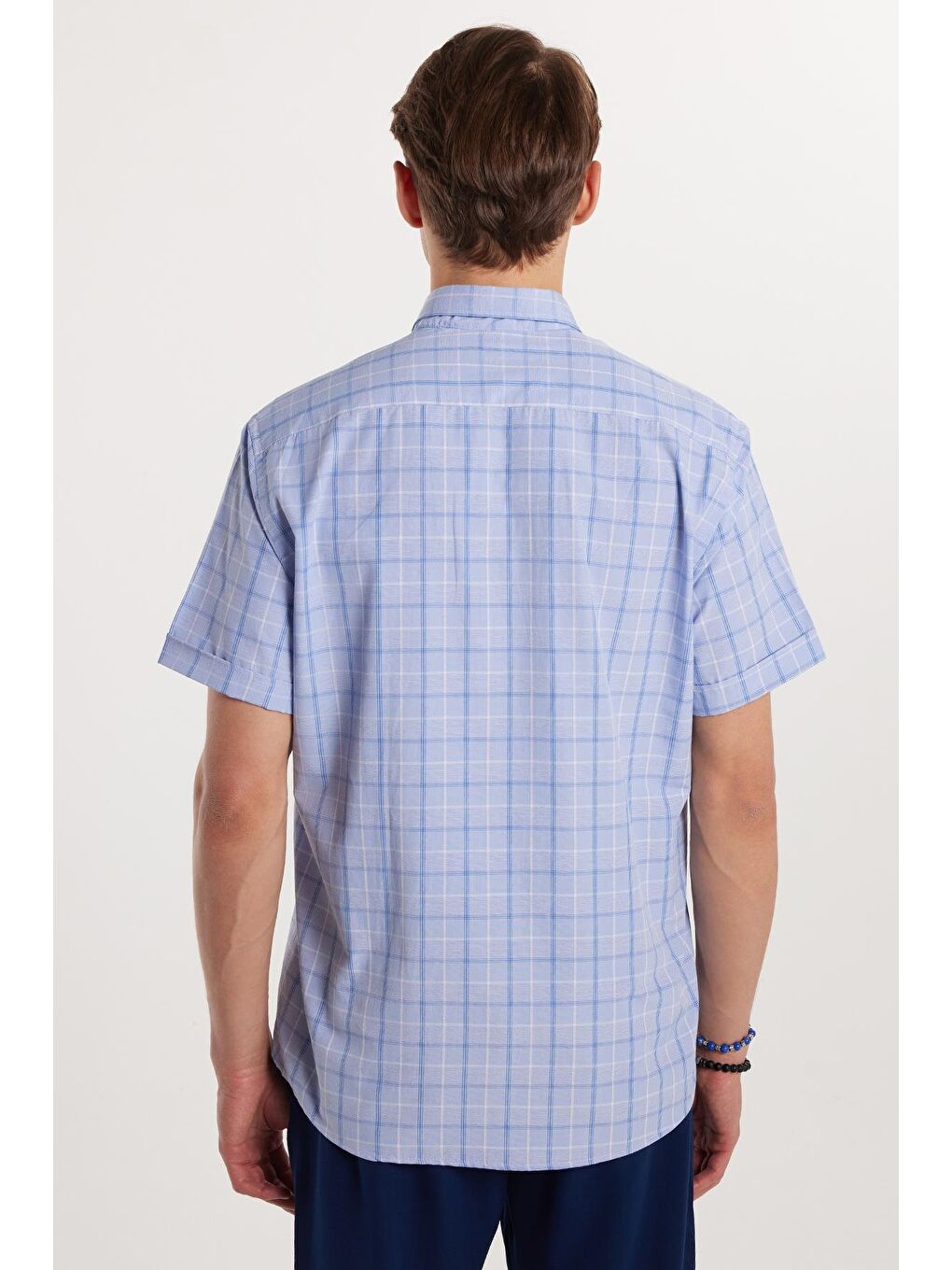 Karışık Erkek Regular Fit Klasik Kesim Pamuklu Tek Cepli Ekoseli Düğmeli Yaka Gömlek-4