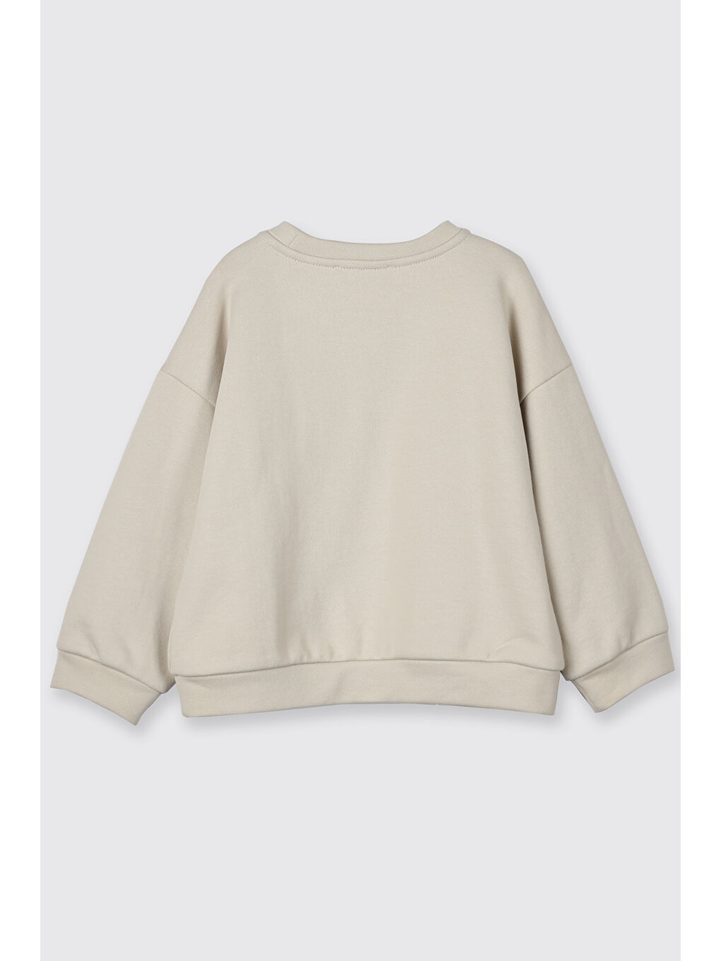 Kız Çocuk Çiçek Motifli Sweatshirt Bej-1