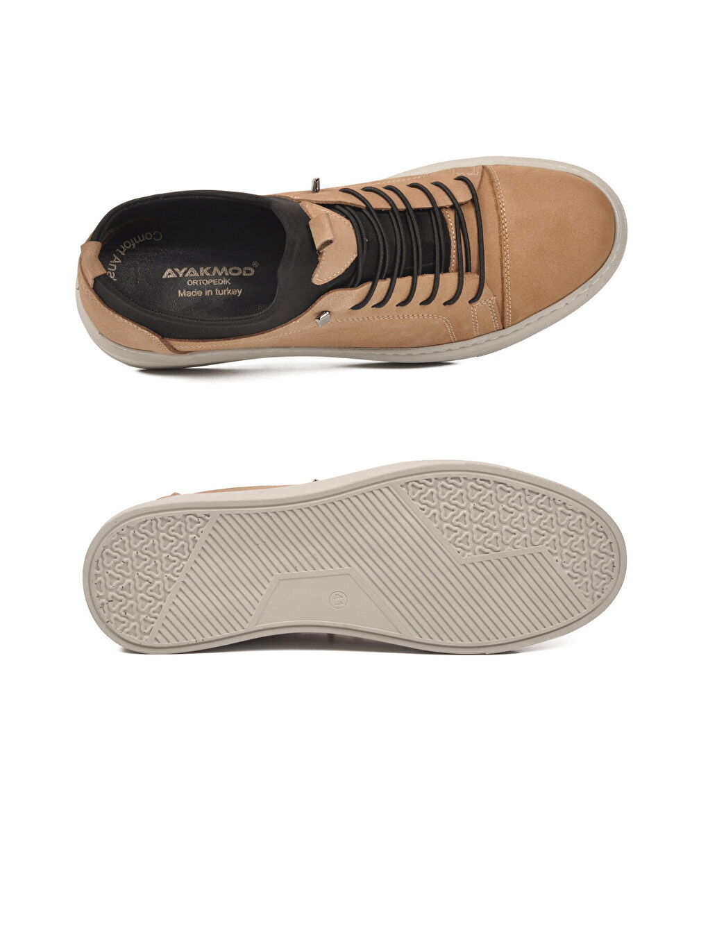 Ekru Kum Nubuk Hakiki Deri Ortopedik Erkek Casual Ayakkabı 818 M-4