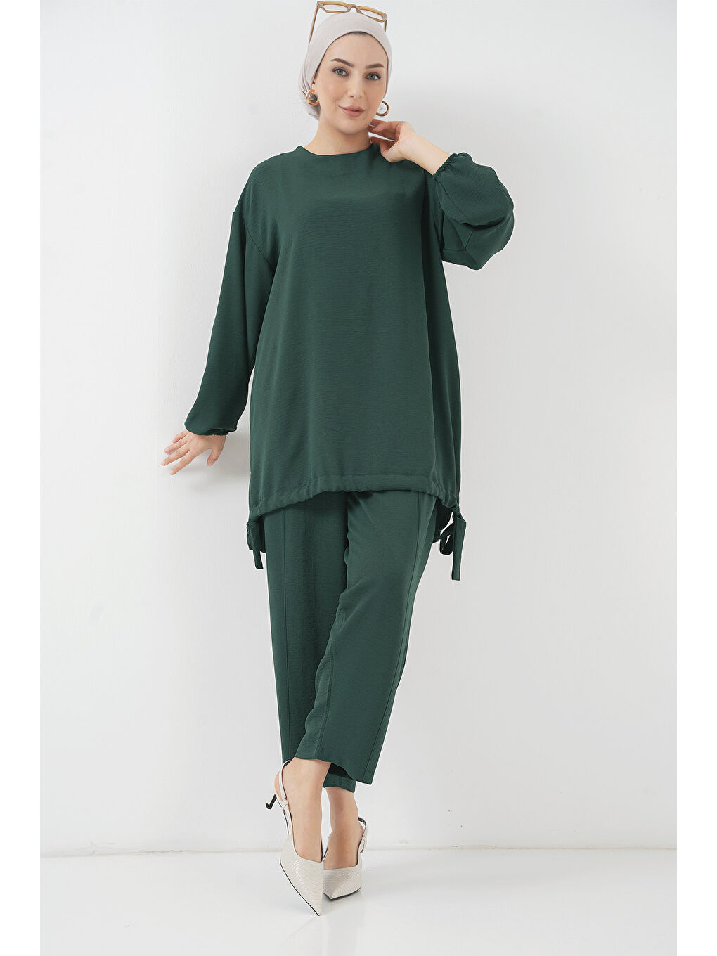6682 Tunik Pantolon İkili Takım - Zümrüt Yeşili-2