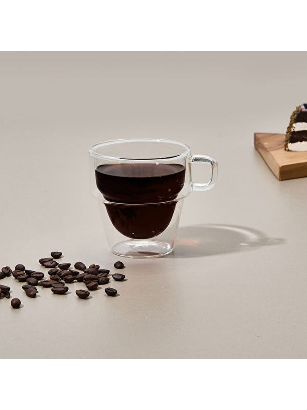 Renksiz Çift Cidarlı Cam Kupa - Şeffaf - 280 ml