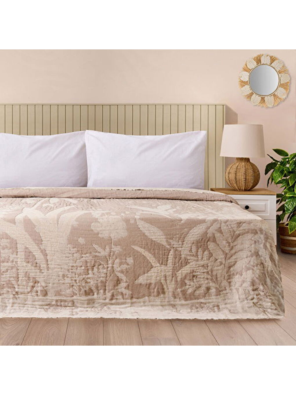 Evidea Soft Palmyra Çift Kişilik Müslin Pike - Bej - 230x240 cm
