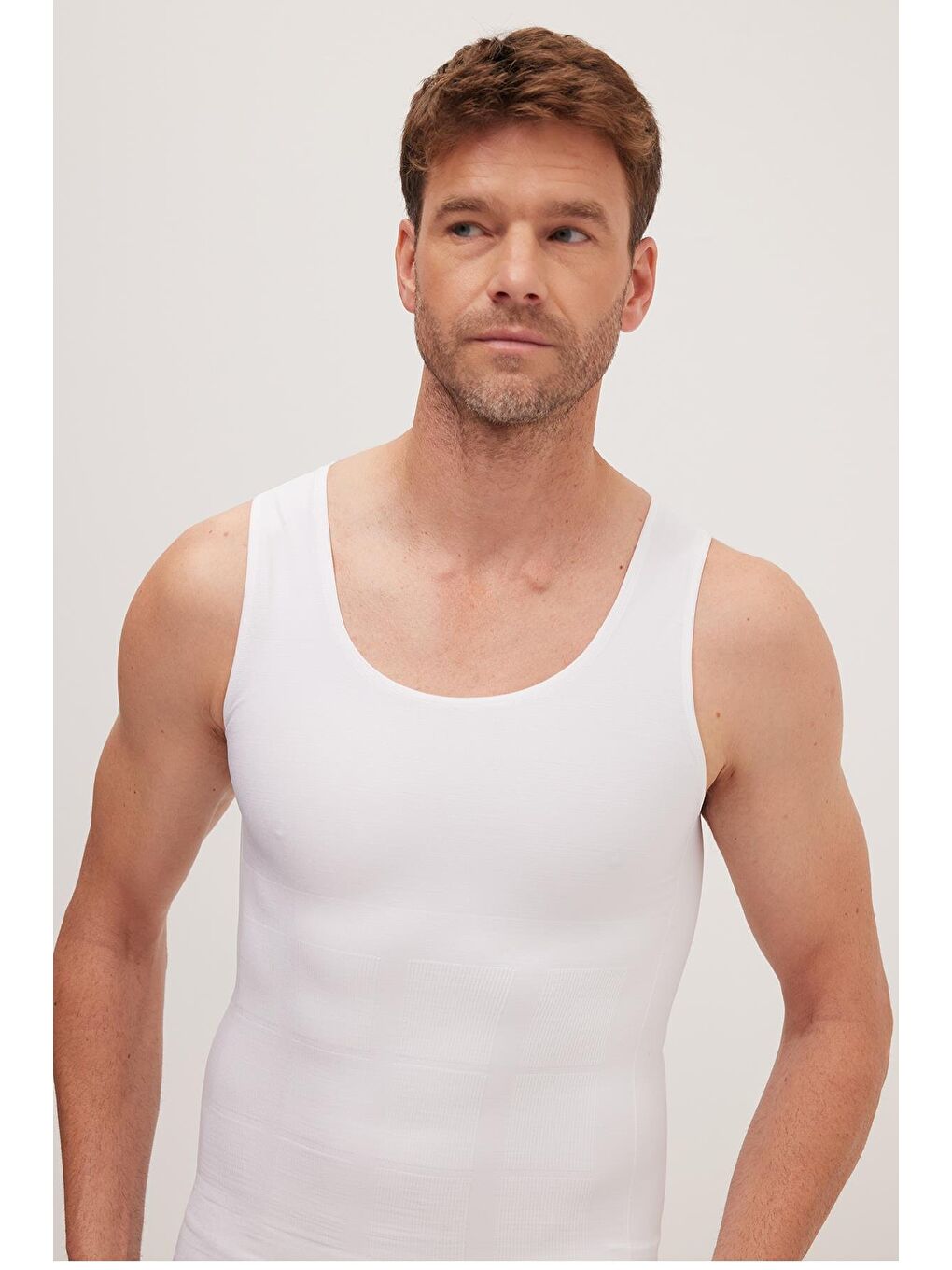 Erkek Süper Slim Fit Extra Dar Kesim Lastikli Beyaz Atlet Korse