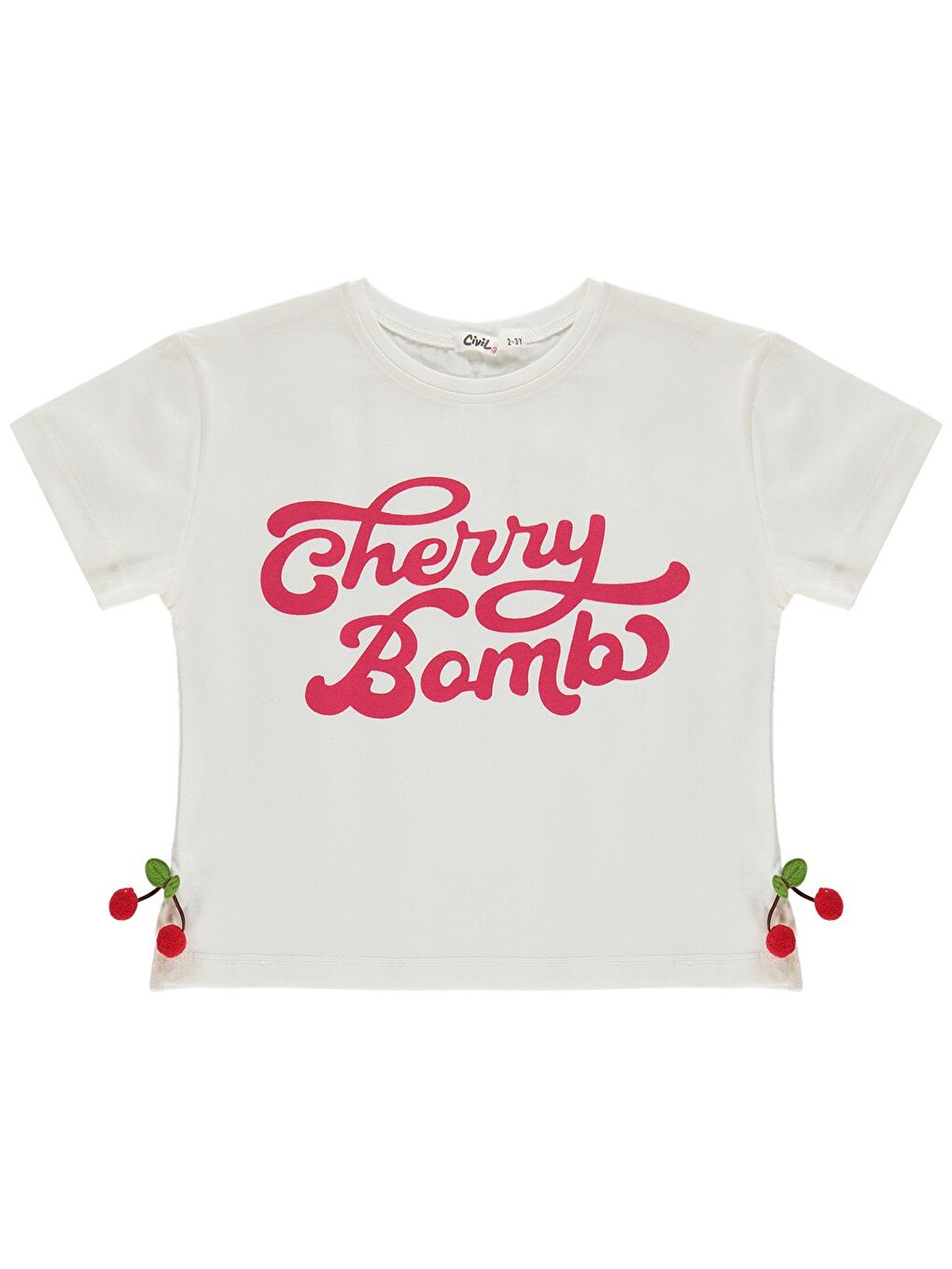 Girls Cherry Bomb Baskılı 2-5 Yaş Takım - Ekru-1