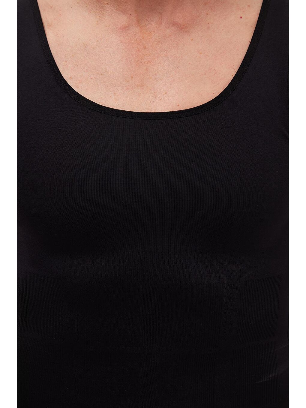 Erkek Süper Slim Fit Extra Dar Kesim Lastikli Siyah Atlet Korse-2