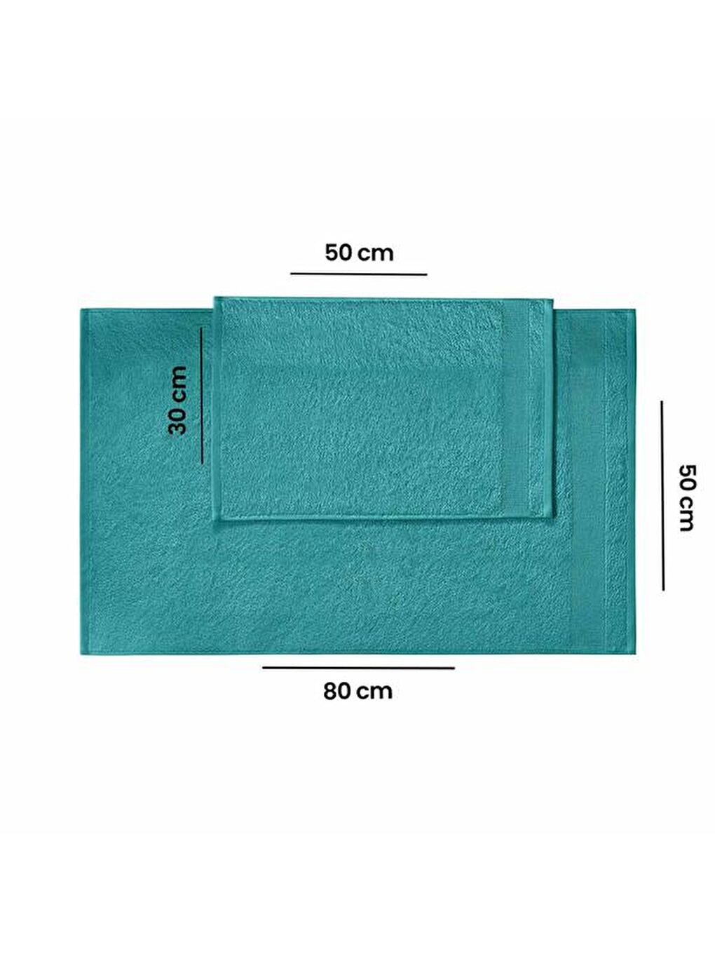 2'li Havlu Seti - Turkuaz - 50x80 cm + 30x50 cm-5