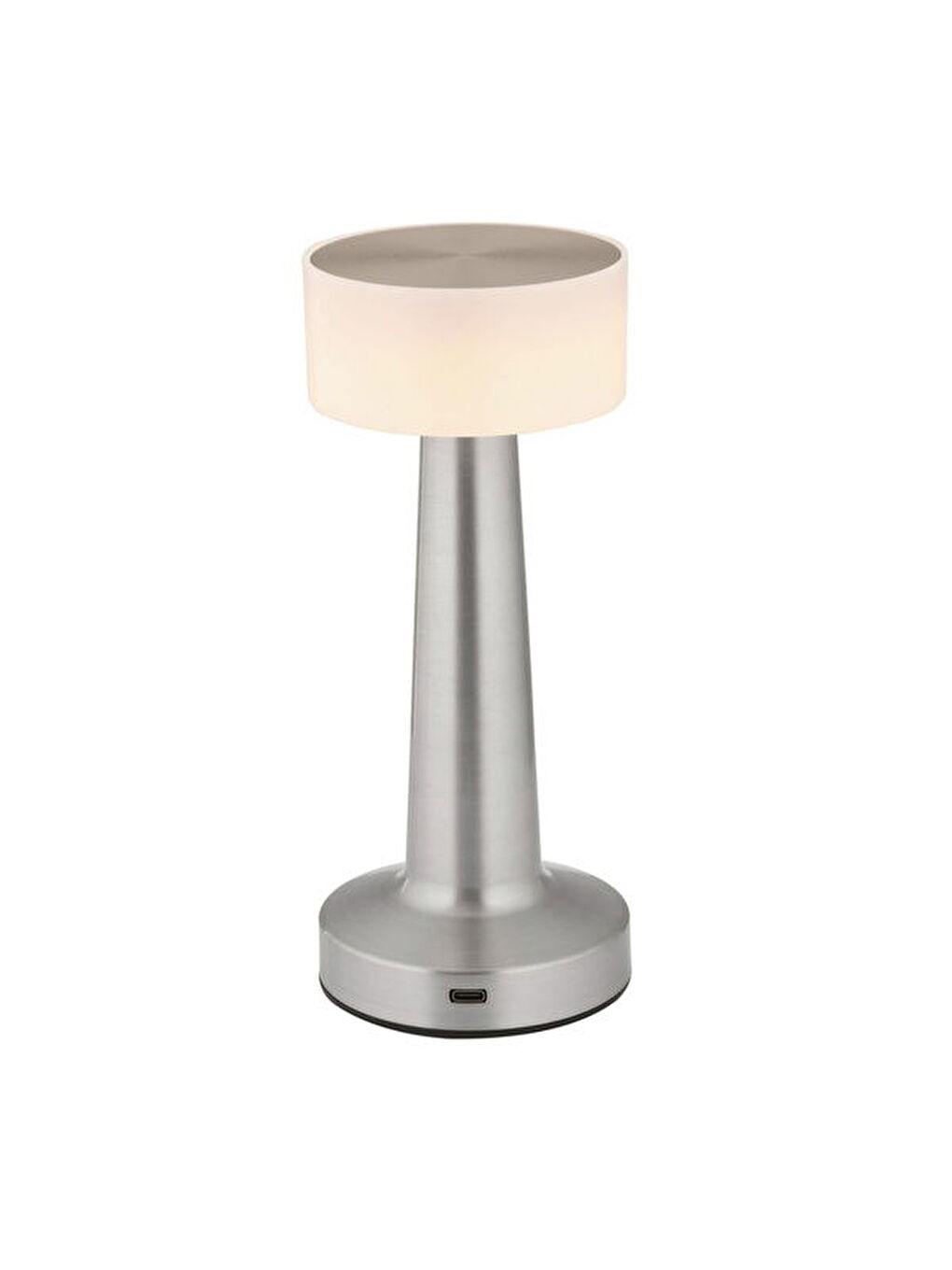 Gri Retus Nikel Dokunmatik 3 Renkli Şarjlı Dekoratif Masa Lambası - Gümüş - 22 cm-2