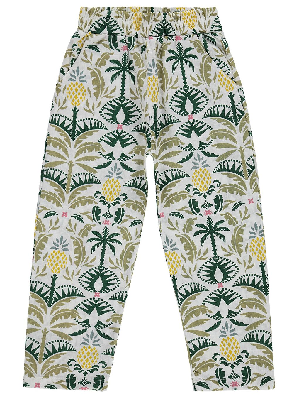 Girls Ananas Desenli 6-9 Yaş Pantolon - Ekru
