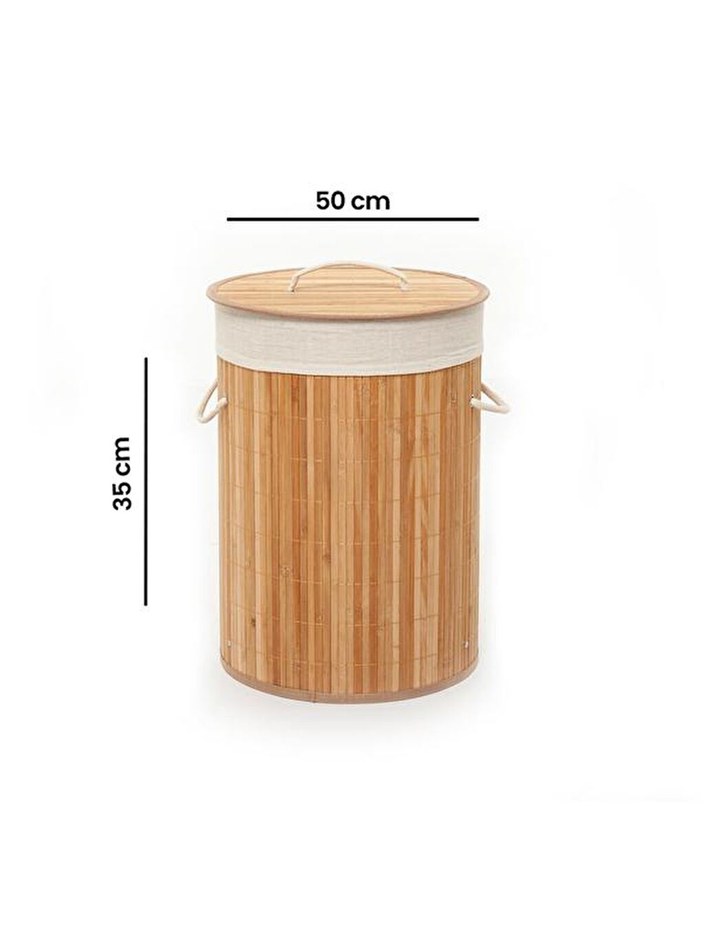 Bej Bambu Çamaşır Sepeti - 48 Litre-3